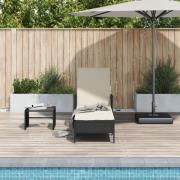 vidaXL solstol svart och gräddvit PE rattan 157 x 55 x 92 cm