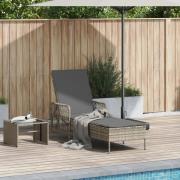 vidaXL Solstol Ljusgrå PE Rattan 157 x 55 x 92 cm Fällbar Solstol