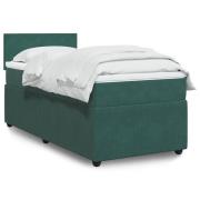 vidaXL Ramsäng med madrass mörkgrön 90x190 cm sammet