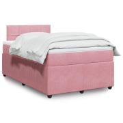 vidaXL Ramsäng med madrass rosa 120x190 cm sammet