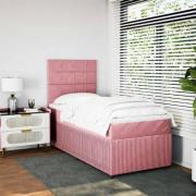 vidaXL Ramsäng med madrass rosa 90x190 cm sammet