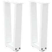 vidaXL Soffbordsben V-formade 2 st vita 28x(42-43,3) cm stål