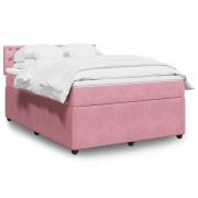 vidaXL Ramsäng med madrass rosa 140x200 cm sammet