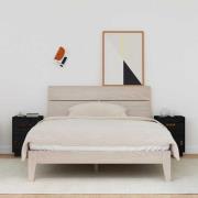 vidaXL Sängbord 2 st svart 40x34x55 cm massiv furu