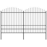 vidaXL Trädgårdsstaket med spjuttopp stål (1,75-2)x3,4 m svart