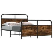 vidaXL Sängram utan madrass metall rökfärgad ek 137x190 cm