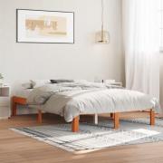 vidaXL Sängram utan madrass vaxbrun 140x200 cm massiv furu
