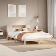 vidaXL Säng med bokhylla utan madrass 140x190cm massiv furu