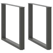 vidaXL Matbordsben U-formad 2 st antracit 80x(72-73) cm stål