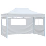 vidaXL Hopfällbart partytält med 3 sidoväggar 280x410x315 cm stål vit