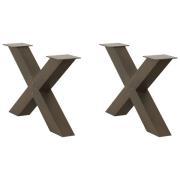 vidaXL Soffbordsben X-formade 2 st naturstål 70x(42-43) cm stål