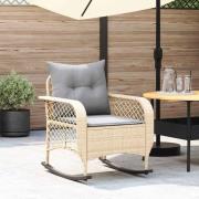 vidaXL Gungstol för trädgården med dynor beige konstrotting