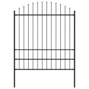 vidaXL Trädgårdsstaket med spjuttopp stål (1,75-2)x1,7 m svart