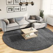 vidaXL Matta OVIEDO kort lugg antracit Ø 280 cm