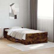 vidaXL Sängram med lådor rökfärgad ek 90x200 cm konstruerad trä