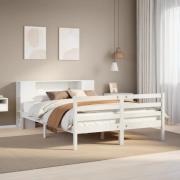 vidaXL Säng med bokhylla utan madrass vit 120x190 cm massiv furu