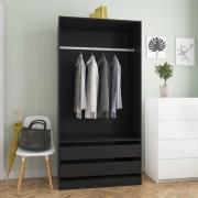 vidaXL Garderob svart 100x50x200 cm konstruerat trä