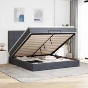 vidaXL Ottoman sängram med madrasser mörkgrå 180x200 cm sammet
