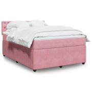 vidaXL Ramsäng med madrass rosa 160x200 cm sammet