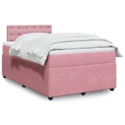 vidaXL Ramsäng med madrass rosa 120x190 cm sammet