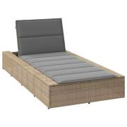 vidaXL Solsäng med flytande dyna beige konstrotting