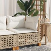 vidaXL Soffa hörnsektion för trädgården med dynor beige konstrotting