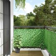 vidaXL Insynsskydd för balkong växtmotiv grön 600x90 cm PVC