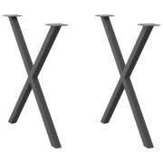 vidaXL Matbordsben X-formade 2 st antracit 80x(72-73) cm stål