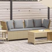 vidaXL Trädgårdssoffa med dynor beige konstrotting