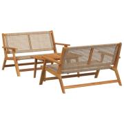vidaXL Trädgårdsstolar med Bord 3 st Beige Massivt Akaciaträ