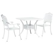 vidaXL 3-delars trädgårdsbistro set i vit gjuten aluminium