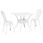 vidaXL 3-delars Trädgårdsbistro Set Vit i Gjutet Aluminium