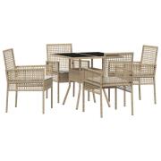 vidaXL 5-delat Trädgårdsset Beige Poly Rattan