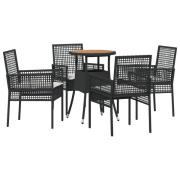vidaXL 5-delars trädgårdsset i svart poly rattan