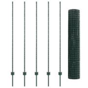 vidaXL Eurostängsel med 5 U-stolpar Grön 1.6x10 m Stål