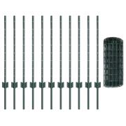 vidaXL Euro Stängsel med 11 U-poster Grön 0,8x25 m Stål