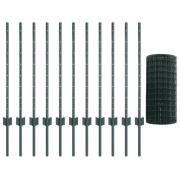 vidaXL Metall Trädgårdsstaket Set Set av 2 Grön Metall 25 m Hållbar
