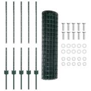 vidaXL Trädgårdsstaket Set Set om 2 Grön Pulverlackerat Stål 10 x 1 m