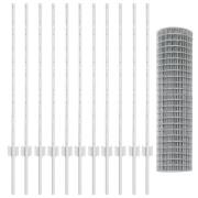 vidaXL Euro Staket med 22 U Stöd Silver 1x25 m Stål