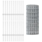 vidaXL Euro Stängsel med 11 U-stolpar Silver 0,6x50 m Stål