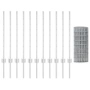 vidaXL Eurostaket med 11 U-pelare Silver 0,8x25 m Stål