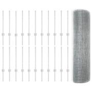 vidaXL Svetsad Trådgård med 22 U Inlägg Silver 0.5x50 m Stål