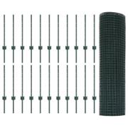 vidaXL Svetsat Trådgärd med 22 U Stolpar Grön 0.6x50 m Stål