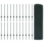vidaXL svetsat trådstaket med 22 U-stolpar Grön 0.8x50 m Stål