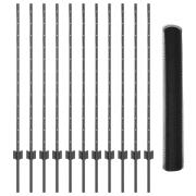 vidaXL Trädgårdstaketset Set med 2 Grå Pulverlackerat stål 25 x 1,2 m