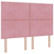 vidaXL Sänggavel med diamantblocksmönster Rosa 140 cm Sammet