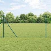 vidaXL Hexagonstängsel Grön 1.4x50 m Stål, vidaXL Stängselstolpar 13 s...