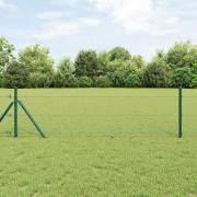 vidaXL Hexagonstaket Grön 0.8x100 m Stål, vidaXL Staketstolpar 13 st G...