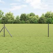 vidaXL Sexkantigt Staket Grå 0.5x10 m Stål, vidaXL Staketstolpar 7 st ...