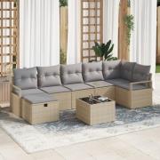 vidaXL 8 Delar Trädgårdsoffaset med Kuddar Beige Poly Rotting, vidaXL ...